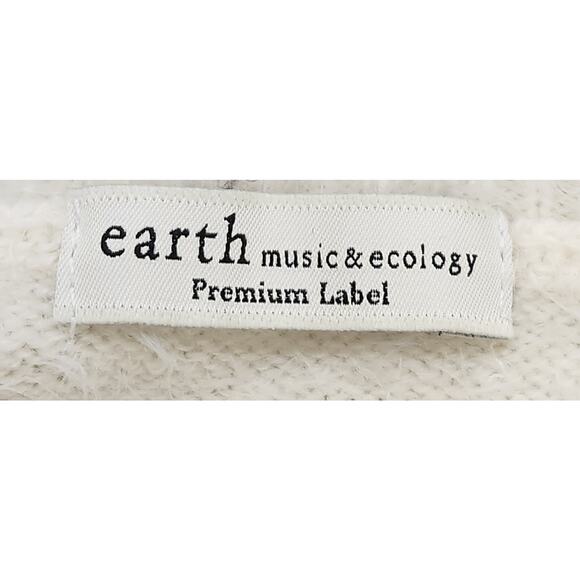 Earth Music & Ecology Cream Fuzzy Cowl Neck Cropped Sweater Large Long Sleeves - Picture 5 of 6